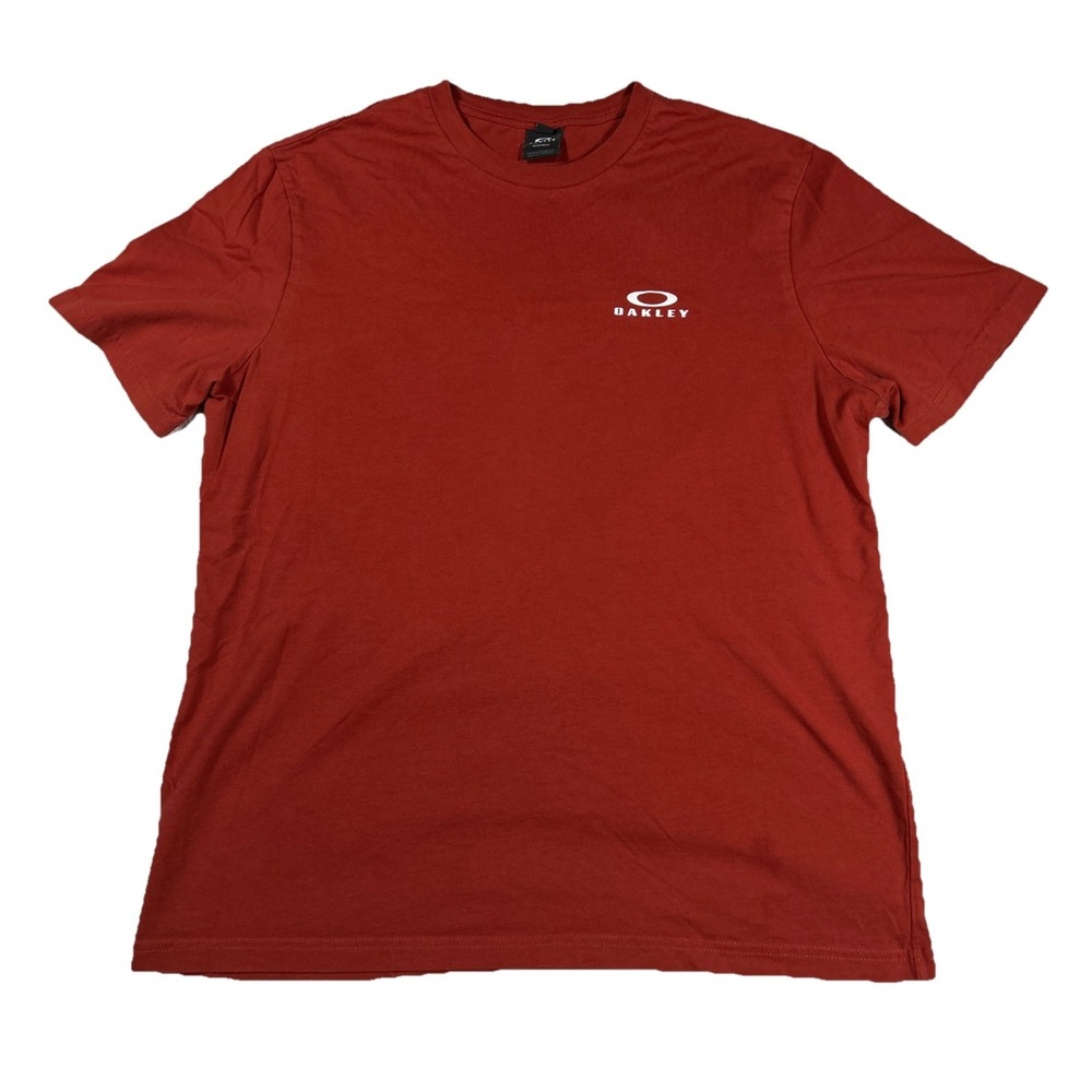 Oakley T Shirt Regular Fit Size Large Orange Red Graphic Print Logo